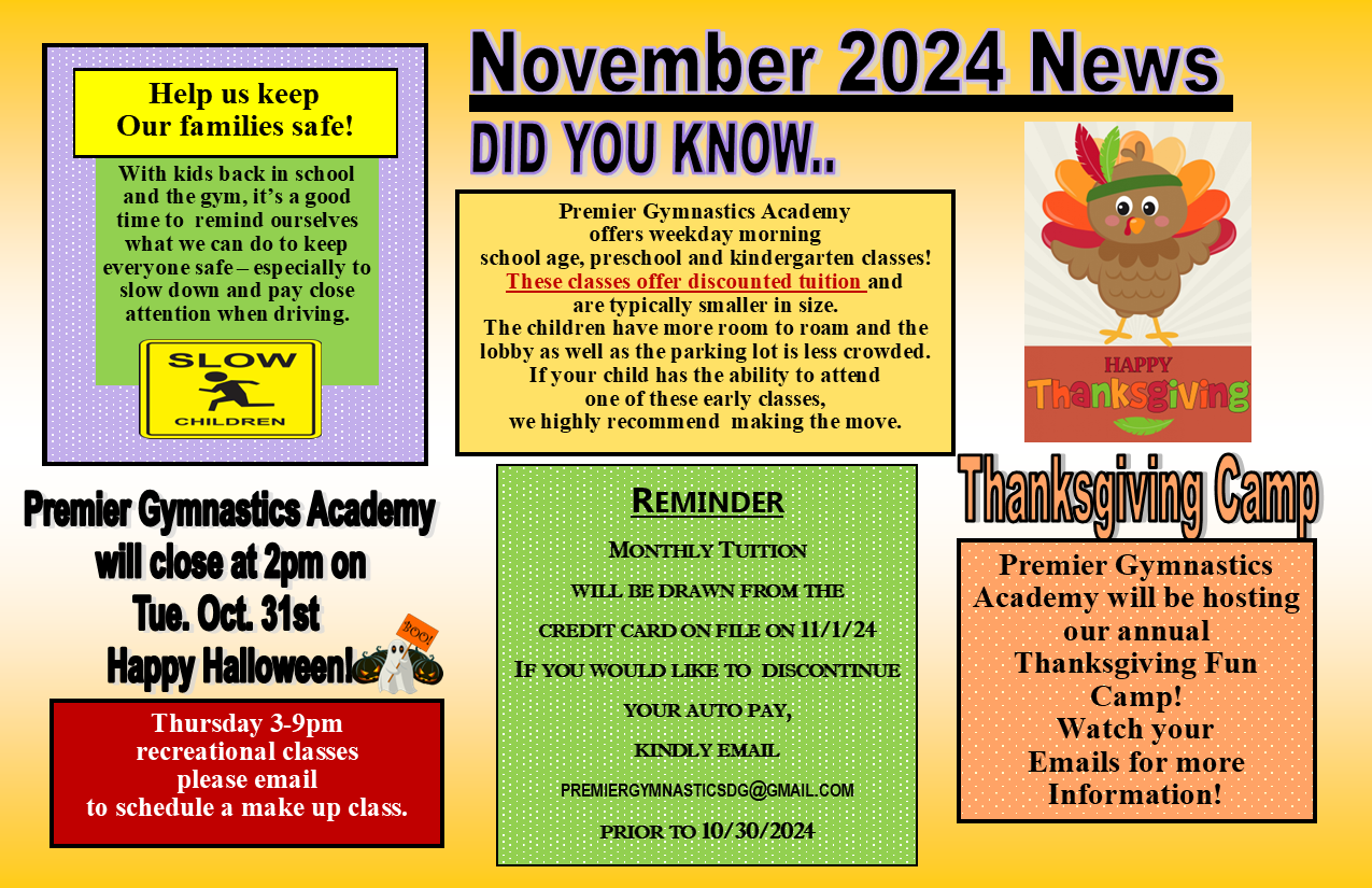 Newsletter Nov 2024 Premier West Gymnastics